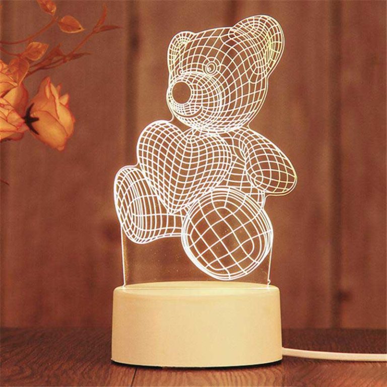 Lámpara Led Veladora Oso 3D Acrílico Con Usb