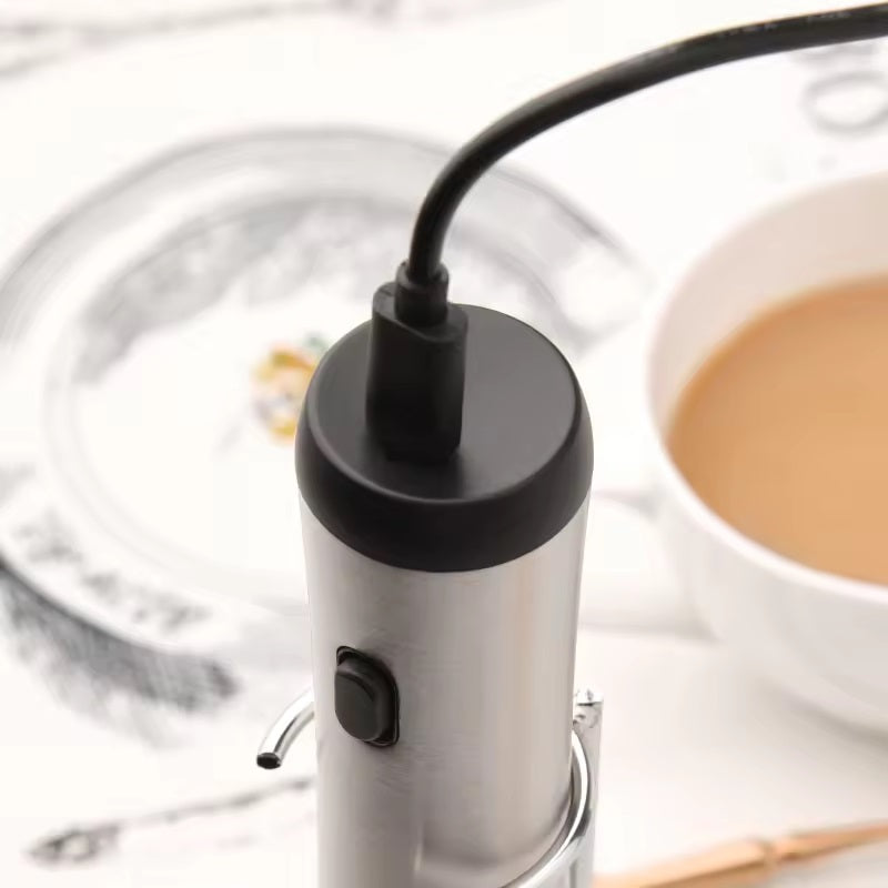 Espumador Batidor De Leche Con Carga Usb + Soporte
