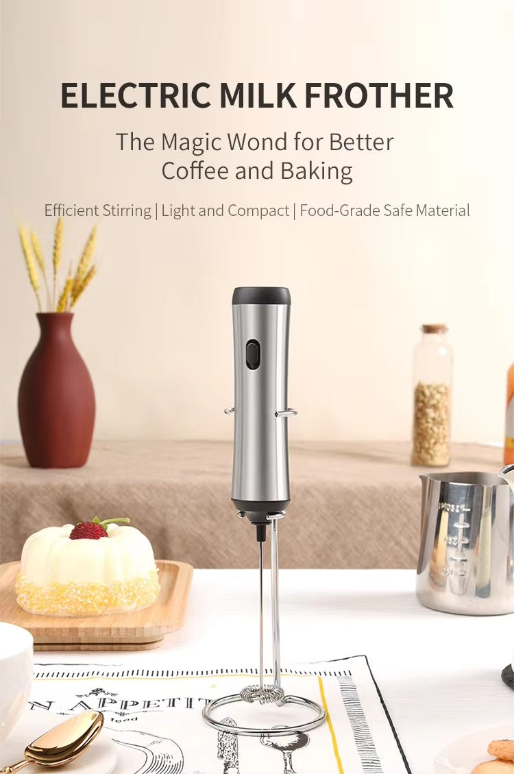 Espumador Batidor De Leche Con Carga Usb + Soporte