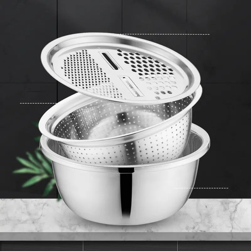 Juego De Bowl Colador y Rallador De Acero Inoxidable