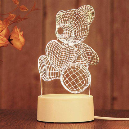 Lámpara Led Veladora Oso 3D Acrílico Con Usb
