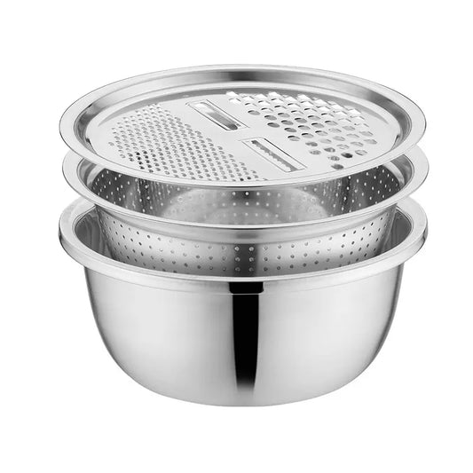 Juego De Bowl Colador y Rallador De Acero Inoxidable