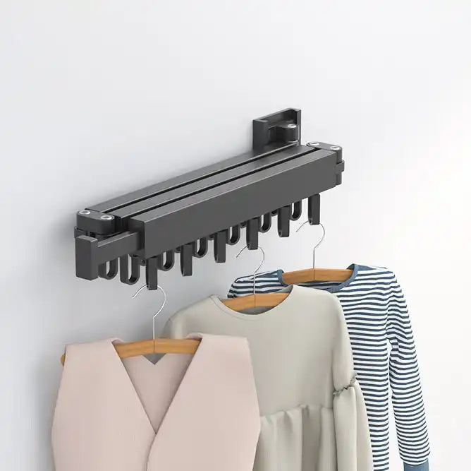 Tendedero Perchero Soporte plegable de pared para secado de ropa en aluminio, 3 pliegues