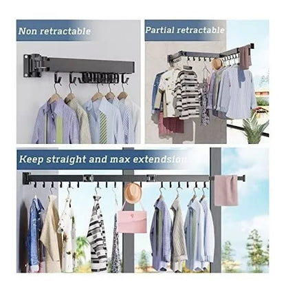 Tendedero Perchero Soporte plegable de pared para secado de ropa en aluminio, 3 pliegues