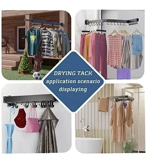 Tendedero Perchero Soporte plegable de pared para secado de ropa en aluminio, 3 pliegues